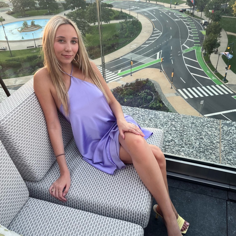 Purple mini dress open back!